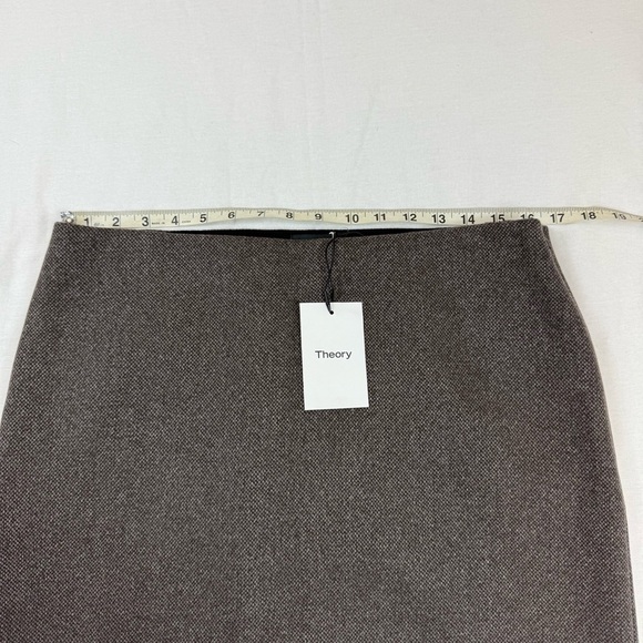 Theory Clean Pensil Skirt Size 12 Cashmere Tweed Elegant Brown Skirt - Picture 3 of 9